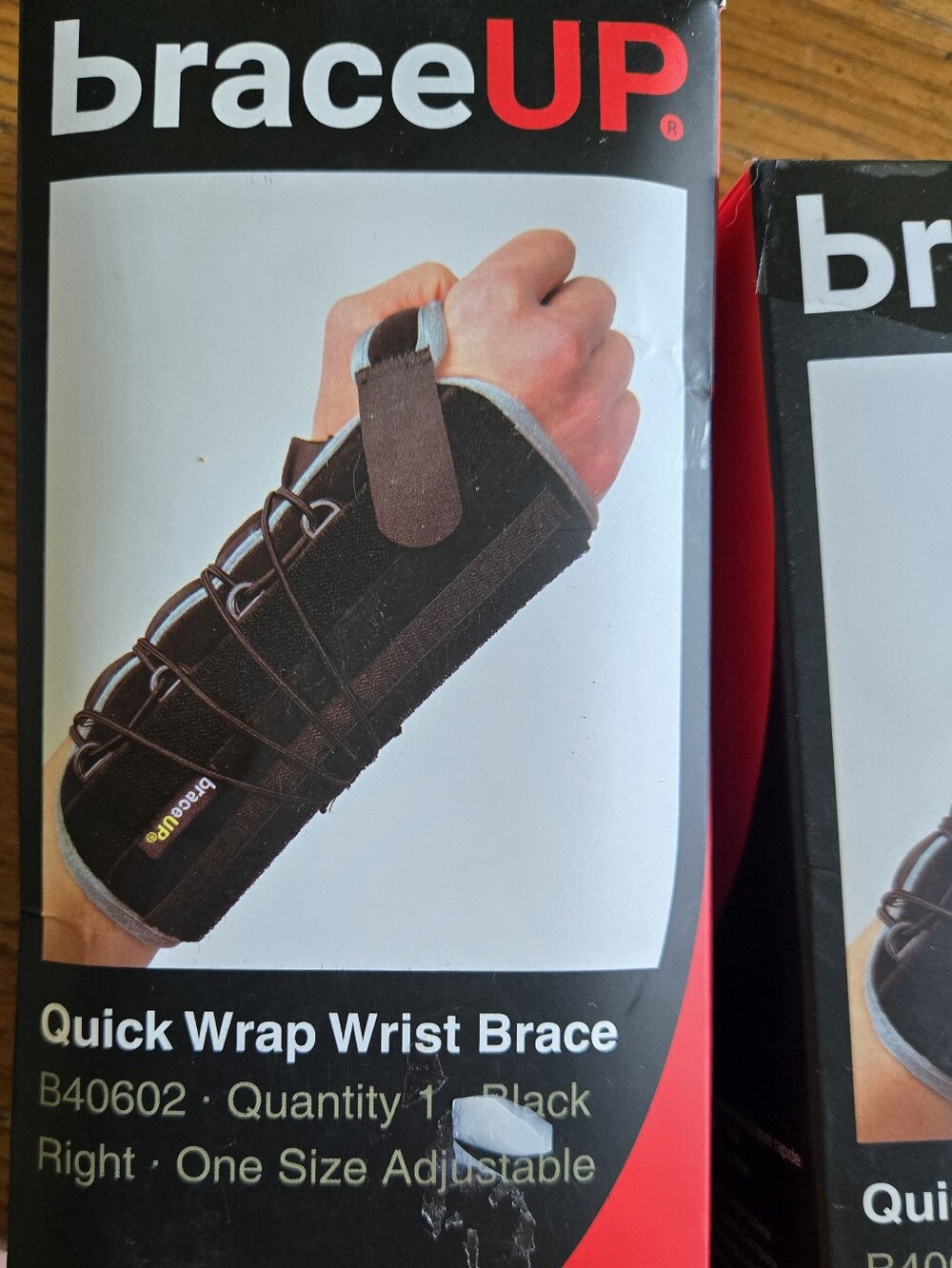 Braceup Quick Wrap Wrist Brace - Black, Right Wrist